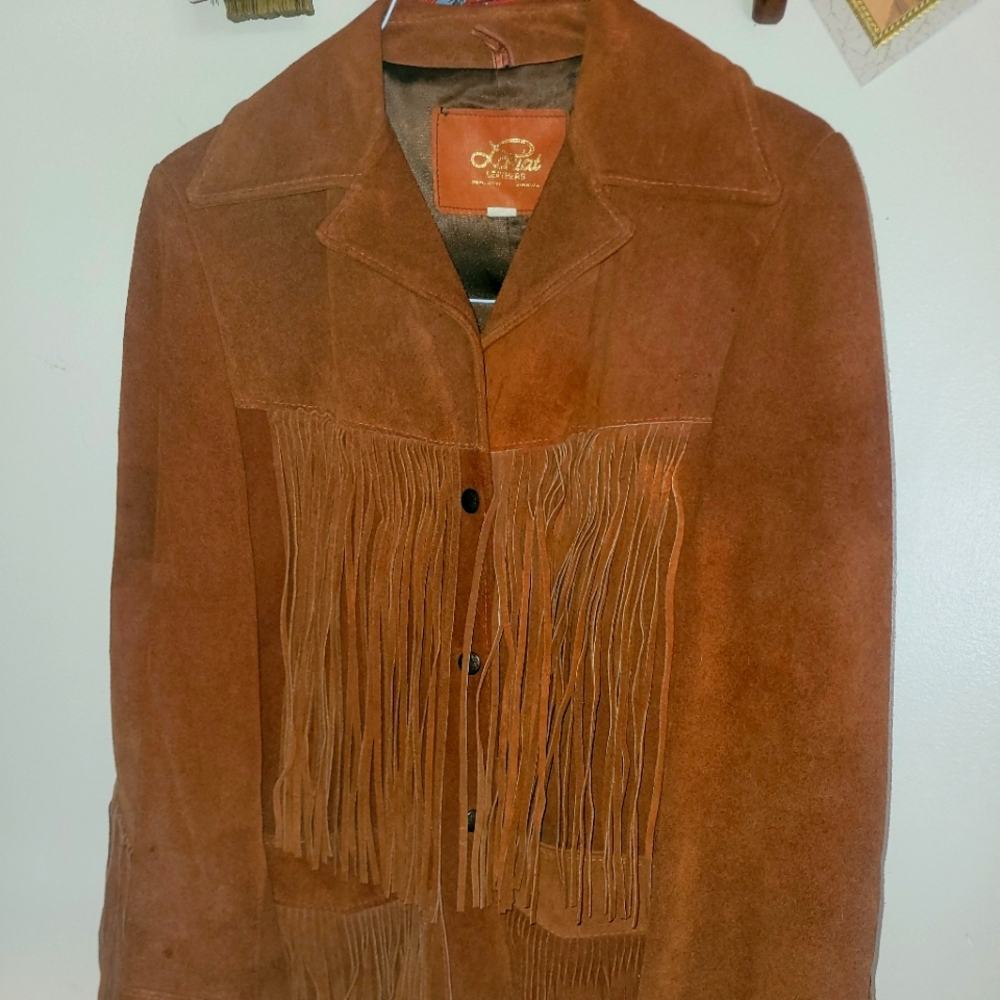LEATHER FRINGE JACKET By LARIAT SIZE 10